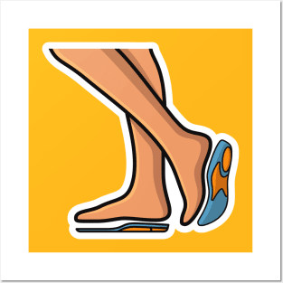 Comfortable Shoes Insoles with Human Foot Sticker vector illustration. Fashion object icon concept. Insoles for a comfortable and healthy walk sticker design logo icons with shadow. Posters and Art